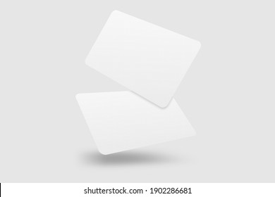 Realistic Floating Blank Rounded Corner Business Card Illustration For Mockup. 3D Render.