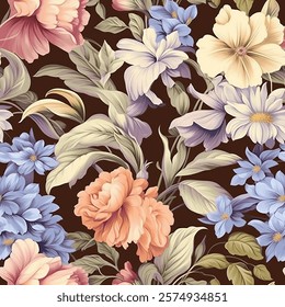 Realistic flower pattern seamless design William Morris 