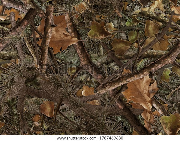 Realistic Forest Camouflage Seamless Pattern Conifer Stock Illustration ...