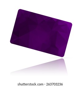 Realistic Gift Card Or Credit Card With Purple Geometric Triangular Design Isolated On White Background. 