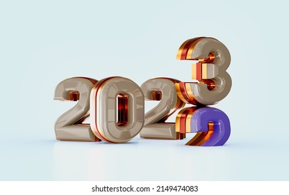 realistic glossy happy new year 2023 with golden effect 3d render concept for upcoming 2022 to 2023 - Powered by Shutterstock