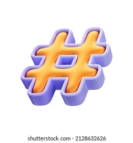 Realistic Glossy Hashtag Sine Icon 3d Render Concept For Website And Application Symbol 