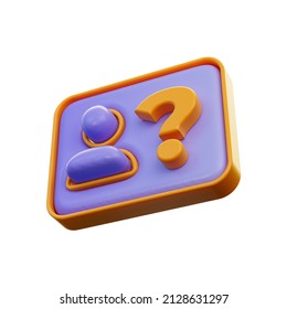 Realistic Glossy User Id Question Mark Icon 3d Render Concept For Help Info Query Symbol