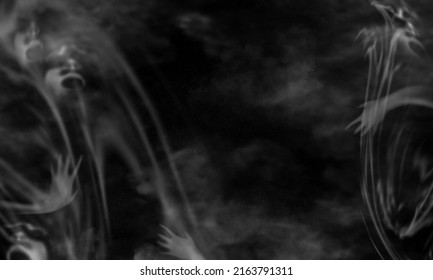 realistic horror smoke  horror smoke texture in black background  Haunted smoke overlay  smoke forming the shape skull  scary background  isolated black background  Haunted background 