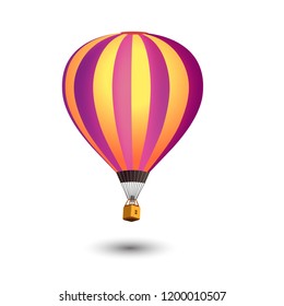 Realistic Hot Air Balloon isolated white background 