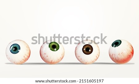 Realistic Human eyeballs, 3d rendering. Set of realistic eyes on a white background. 3d illustration.