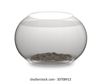 Realistic illustration of an empty goldfish bowl, isolated on a white background