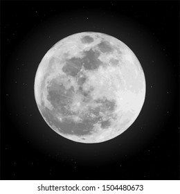 満月のリアルなイラスト 暗い背景に美しい自然の輝くシルエット 黒い星の空の背景に銀色の地球の衛星 追加と編集が容易なデザインエレメント のイラスト素材 Shutterstock