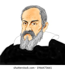 Realistic illustration of the Italian astronomer Galileo Galilei