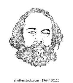 Realistic Illustration Of Russian Anarchist Philosopher Mikhail Bakunin