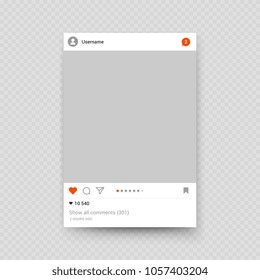 Realistic Insta Frame On Transparent Background. Photo Post Frame And Photography Content Posting For Social Media, Illustration