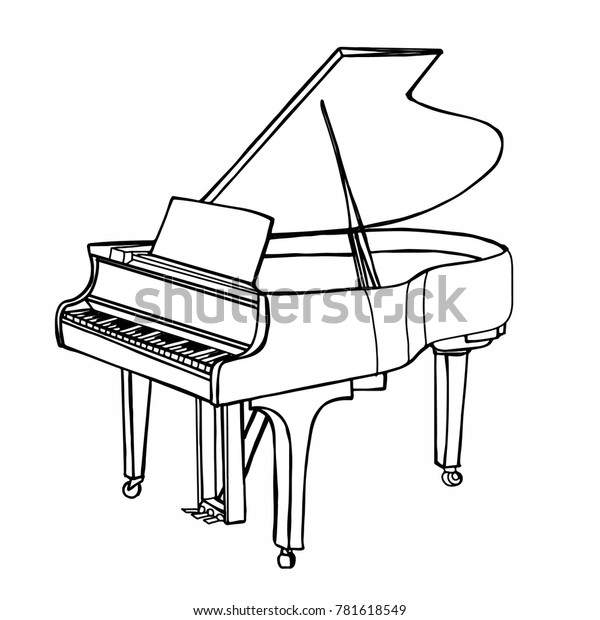 ピアノを描くリアルな楽器イラスト のイラスト素材
