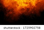 Realistic isolated fire effect for decoration and covering on black background. Concept of particles , sparkles, flame and light. Stock illustration.