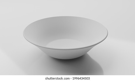 Realistic Looking 3d Rendering Of Cereal Bowl With White Background.