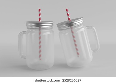 Realistic Mason Drinking Glass Jar Mockup for Customizable Branding Presentations