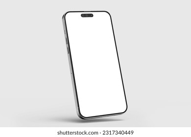 realistic mobile phone 14 gadget device mockup blank digital screen display floating view 3d illustration render