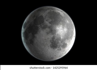 Realistic Moon in the outer space. High detailed texture. 3D Render.