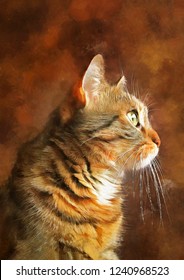 Peinture A L Huile Realiste Du Chat Illustration De Stock