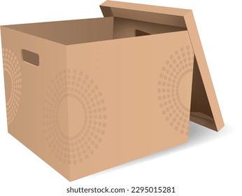 Realistic open empty large packaging box