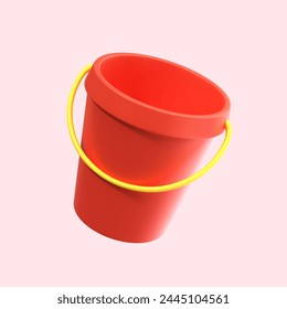 Realistic Pail Bucket 3d render concept icon illustration - Gardening or farming tools object