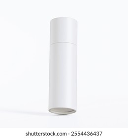 Realistic paper tube white color realistic texture isolated on gray background 3D render illustration