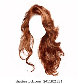 A realistic portrayal of long, wavy, and red hair in this detailed illustration. Ideal for practical use in haircare references and various creative projects.
