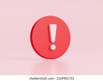 Realistic Red Caution Warning Sign For Attention Exclamation Mark Traffic Sign By 3d Render Illustration.