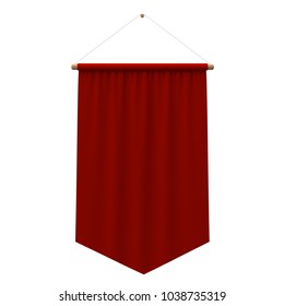 Realistic Red Cloth Hanging Banner. 3D Rendering