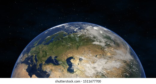 Realistic rendering of the Earth-Northern Hemisphere-3D illustration 