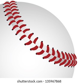 realistic rendition, illustration of baseball closeup in white background.