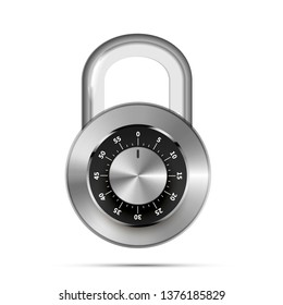 Realistic round padlock with code numbers isolated on white - Shutterstock ID 1376185829