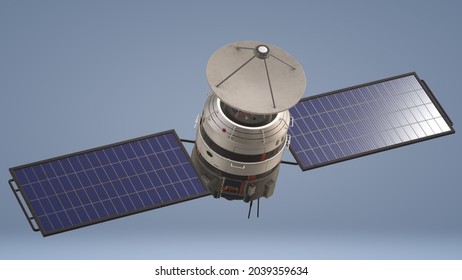 Realistic Satellite.3d Satelite Illustration On Blue Background.