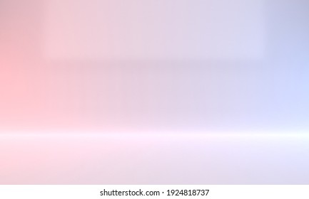 Realistic shinny studio room background and horizontal white light  Thin red   blue light theme  3D rendering 