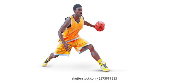 Realistic silhouette of a basketball player man in action isolated white background. - Powered by Shutterstock