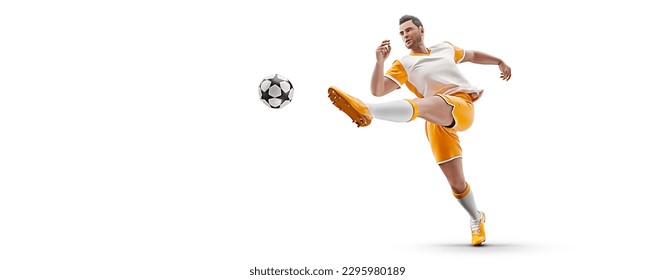 Realistic silhouette of football soccer player man in action isolated white background. - Powered by Shutterstock