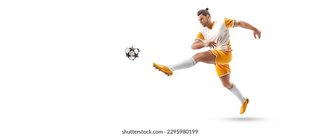 Realistic silhouette of football soccer player man in action isolated white background. - Powered by Shutterstock