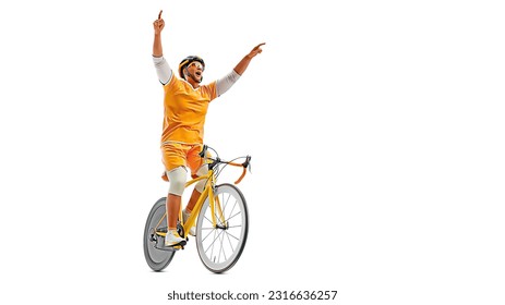 Realistic silhouette of a road bike racer, man is riding on sport bicycle isolated on white background. Cycling sport transport. 3d render - Powered by Shutterstock