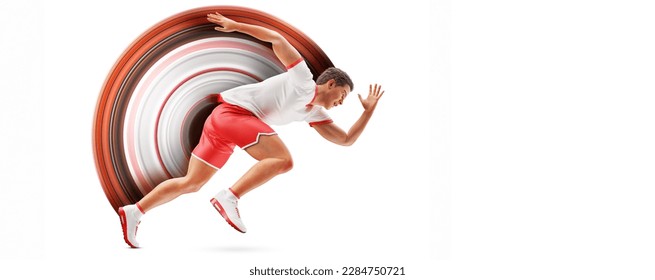 Realistic silhouette of a running athlete on white background. Runner man are running sprint or marathon. illustration - Powered by Shutterstock - Get 15% off with code: PIKWIZARD15