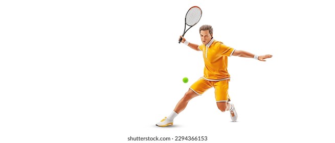 Realistic silhouette of a tennis player on white background. Tennis player man with racket hits the ball. - Powered by Shutterstock