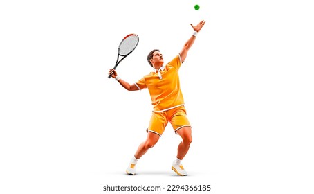 Realistic silhouette of a tennis player on white background. Tennis player man with racket hits the ball. - Powered by Shutterstock