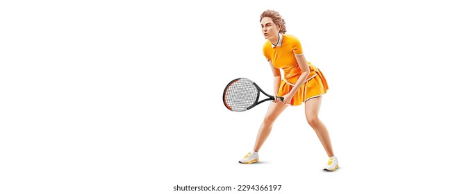 Realistic silhouette of a tennis player on white background. Tennis player woman with racket hits the ball. - Powered by Shutterstock