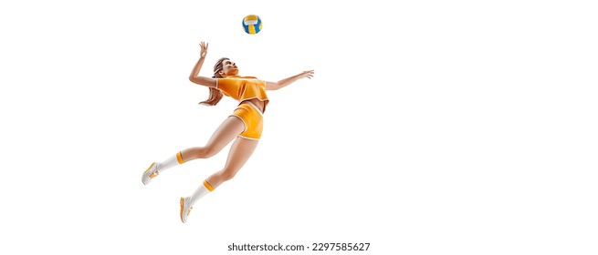 Realistic silhouette of a volleyball player on white background. Volleyball player woman hits the ball. - Powered by Shutterstock