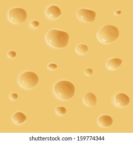 Realistic slice of cheese on a red background.