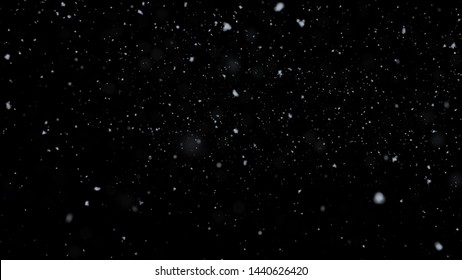 Realistic Snow Falling On Black Background
