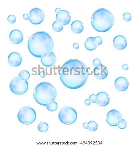 Realistic soap bubbles with rainbow reflection set isolated illustration art