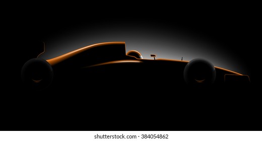 Realistic Styled Racing Car Formula Side View In Dark