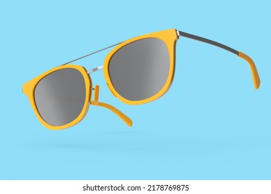 Realistic sunglasess and gradient lens   orange plastic frame for summertime blue background  3d render family travel concept   eyes protection sun