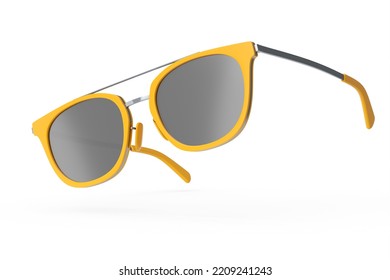 Realistic sunglasess and gradient lens   orange plastic frame for summertime white background  3d render family travel concept   eyes protection sun