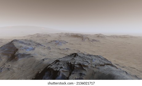 realistic surface of an alien planet, view from the surface of an exo-planet, canyons on an alien planet, stone planet, desert planet 3d render