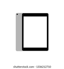 Realistic tablet computer with blank screen on transparent background.set of modern tablet and mobile phone  isolated - vector